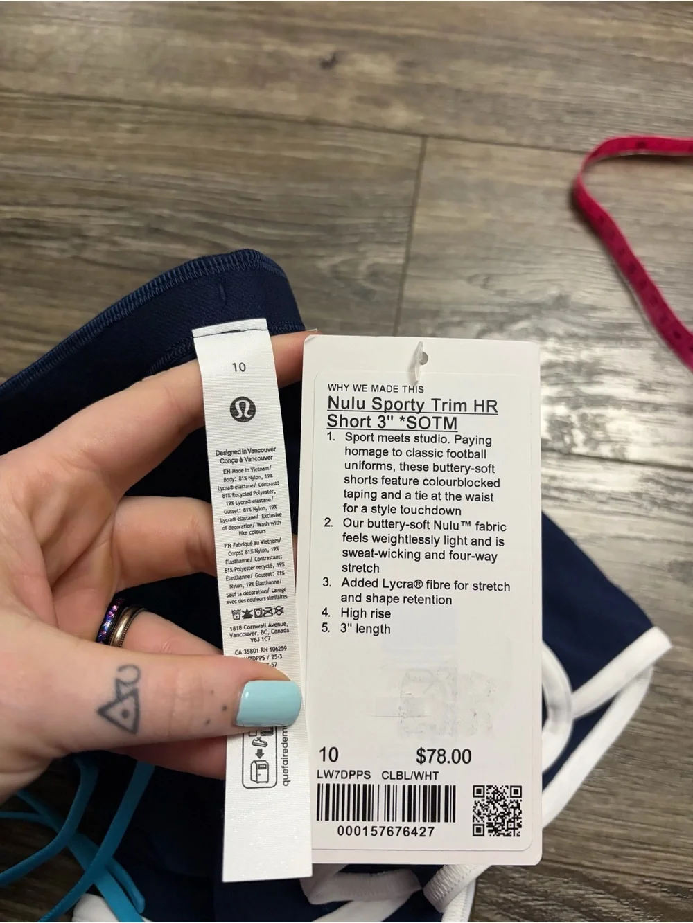 NWT Lululemon Nulu Sporty Trim High-Rise Short *3” (Club Blue/White) Size: 10